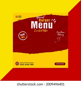 Hot food social media posts. Collection of culinary instagram posts vector file EPS10