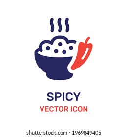 Hot food with spicy chilli icon vector