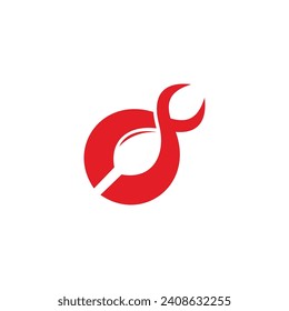 hot food spoon simple flame logo vector 