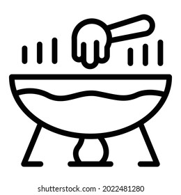 Hot french cheese icon outline vector. Fondue liquid. Food sauce