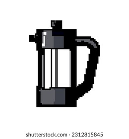 hot french press coffee game pixel art retro vector. bit hot french press coffee. old vintage illustration