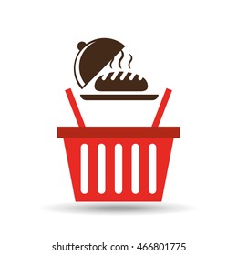 hot fresh bread basket bakery product illustration