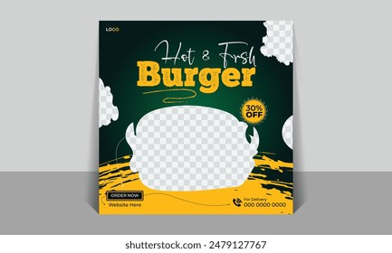 Plantilla De Diseño De Hamburguesa Caliente Y Fresca