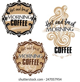 Hot fresh coffe showcase mockup-model for design of gift packs, patterns fabric, wallpaper, web sites, etc.