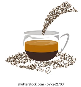 hot fresh coffee with bean