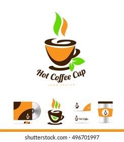 Hot fresh coffee cup vector logo icon sign design template corporate identity   