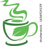 hot and fresh green tea cup for healthy living art design vector symbol template