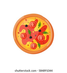 Hot fresh pizza icon vector illustration.