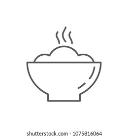 Hot freshly prepared porridge in plate editable outline icon - pixel perfect symbol of healthy eating meal for breakfast isolated on white background. Vector illustration in thin line art.