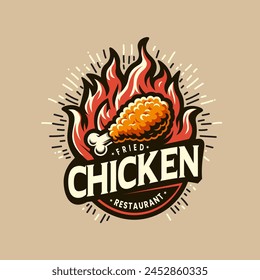 Hot fried chicken design illustration logo template