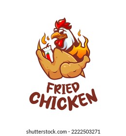 Restaurante con logotipo de pollo frito caliente comida rápida