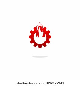  Logo de Hot Gear Fire Diseño Ilustración del material Ilustración del material
