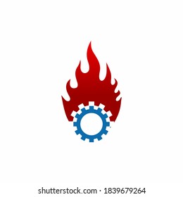  Hot Gear Fire Logo Design Illustration stock illustration stock illustration