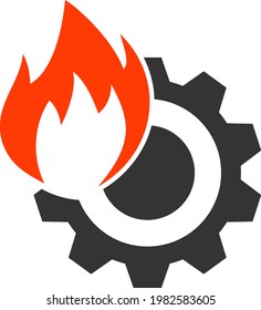 Hot gear vector icon. A flat illustration design of hot gear icon on a white background.