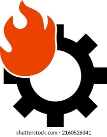 Hot gear vector illustration. Flat illustration iconic design of hot gear, isolated on a white background.