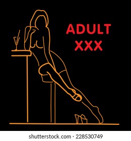 Hot girl sitting in a Bar. Vector illustration.