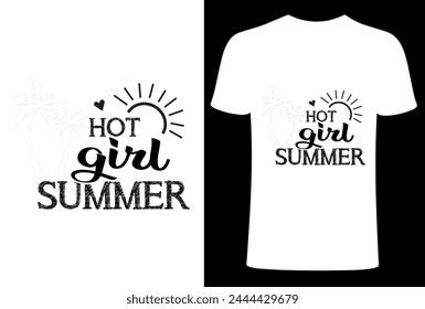 Hot girl Summer T- shirt Design, , Summer typography, vibes, Sun, fashion ,print vector T-shirt Design, Shady beach Summer Sunshine on my Mind T-shirt