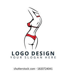 Hot Girl Unique Professional Logo Design Vector