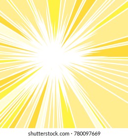 Hot and Glittering Summer Sun, Abstract Background of Sun Rays, Sunburst Background, Centered Yellow Orange Summer Sun Light Burst