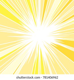 Hot and Glittering Summer Sun, Abstract Background of Sun Rays, Sunburst Background, Centered Yellow Orange Summer Sun Light Burst