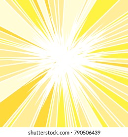 Hot and Glittering Summer Sun, Abstract Background of Sun Rays, Sunburst Background, Centered Yellow Orange Summer Sun Light Burst