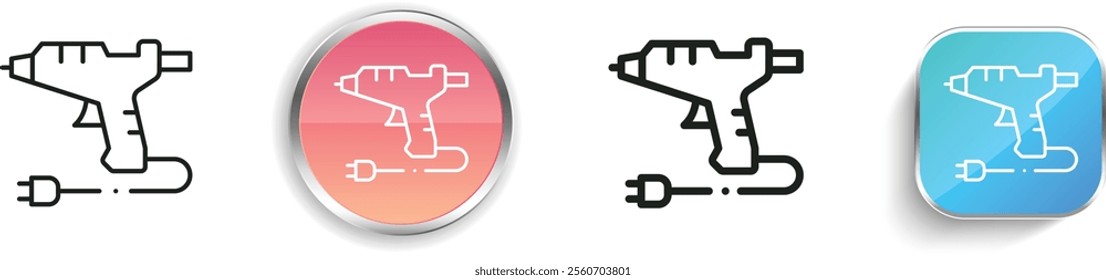 hot glue gun icon. Thin Linear, Regular and Button Style Design Isolated On White Background