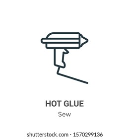 Hot glue outline vector icon. Thin line black hot glue icon, flat vector simple element illustration from editable sew concept isolated on white background