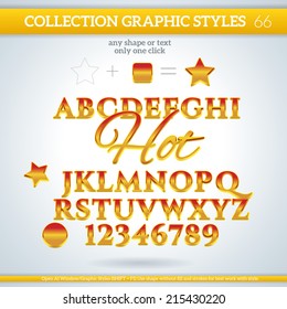 Hot Graphic Styles for Design. Graphic styles can be use for decor, text, title, cards, events, posters, icons, logo and other.