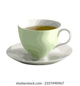 hot green tea in a green cup