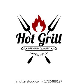 hot grill cafe and resto vintage logo design template