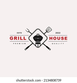 Hot grill hand drawn logo templates Premium Vector