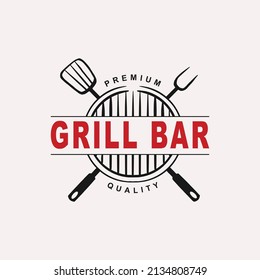 Hot grill hand drawn logo templates Premium Vector
