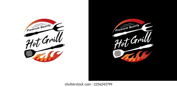 Hot grill logo design, modern barbercue symbol vector illustration