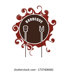 Plantilla de diseño de logotipo de parrilla caliente con ilustración de forma de fuego de llama. Concepto de barbacoa gráfica de elemento vectorial en estilo vintage. Puede usarse para estampado, emblema, logotipo. El restaurante retro y la identidad del bar