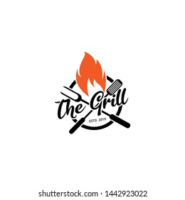 Hot Grill logo design vector template