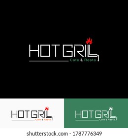 Hot Grill Logo design vector template