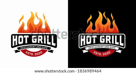 Hot Grill Logo Design Vector Template