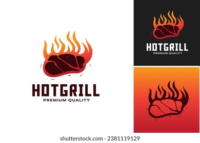 "hot grill logo design" is a visually striking design suitable for businesses in the food and beverage industry, especially those specializing in grilling and BBQ.