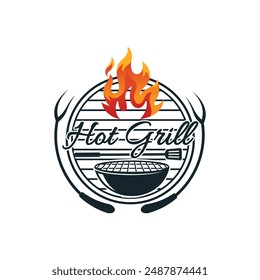 Logotipo de la parrilla caliente, logotipo del restaurante