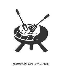 Hot Grill logo template Icon Illustration Brand Identity