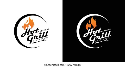 Hot Grill Logo Vorlage Vektorgrafik