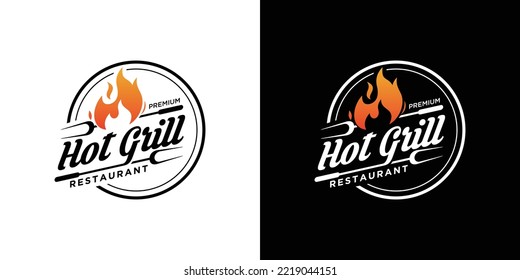 Vector de plantilla de logotipo de parrilla caliente Ilustración