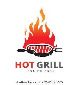 Diseño de Plantillas de logotipo de parrilla caliente