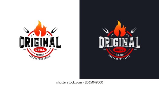 Hot grill logo vector template
