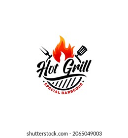 Hot grill logo vector template