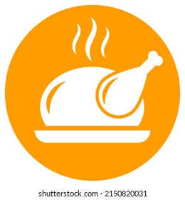 Hot grilled chicken illustration, chicken roast vector icon isolated on white background