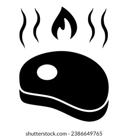 Hot grilled steak solid icon, Oktoberfest concept, Meat steak sign on white background, roast beef in beer festival icon in glyph style for mobile concept and web design. Vector graphics