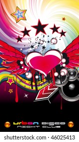 Hot Grunge Valentine' s Day Music Event Backgruond for Disco Flyers