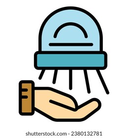 Hot hand dryer icon outline vector. Air machine. Dry toilet color flat