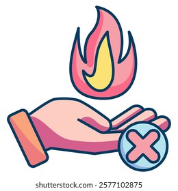 Hot Hand Fallacy Icon - Lineal Color Style - Cognitive Biases Theme